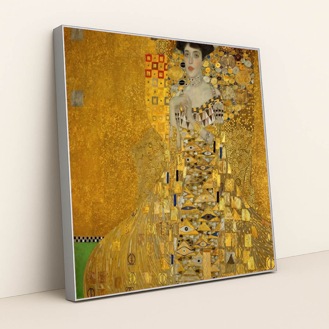 Portrait of Adele Bloch-Bauer I (1907) by Gustav Klimt - Silver Frame Stretchiez