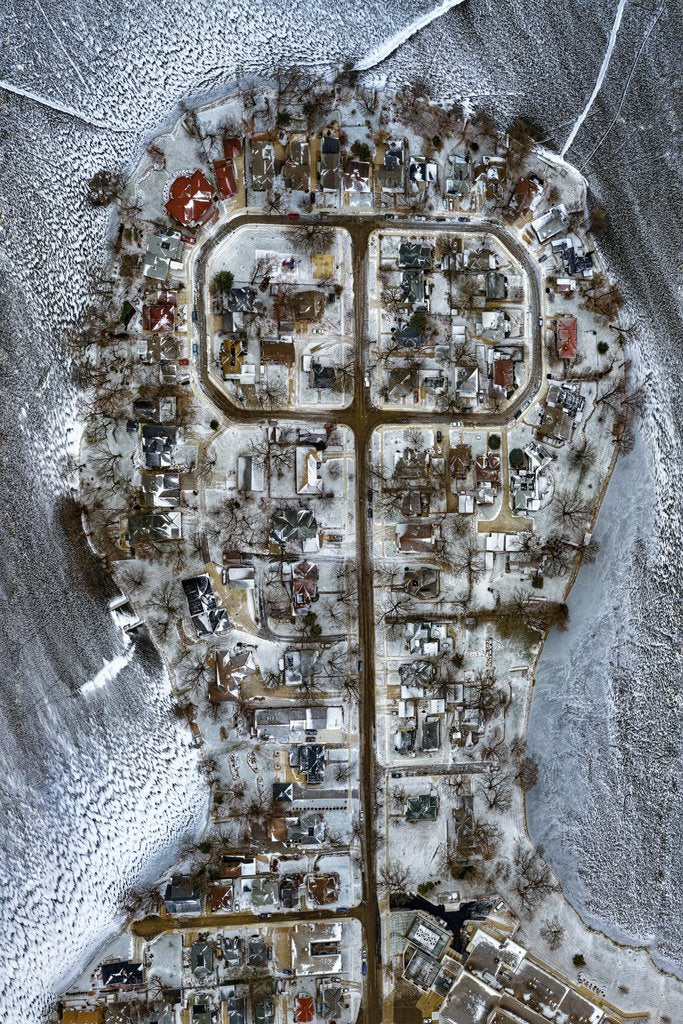 Tom Fisk - Frozen suburban area of Albert Lea, MN captured from above in winter