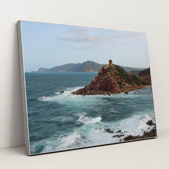 Alghero Coastline Seascape by Efrem Efre - Silver Frame Stretchiez