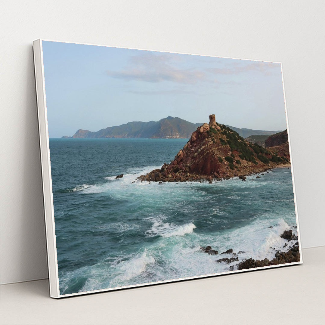 Alghero Coastline Seascape by Efrem Efre - White Frame Stretchiez