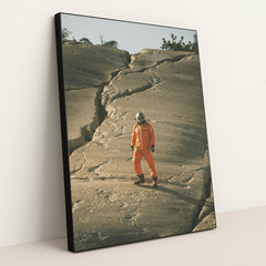 Alien Encounter on Cracked Terrain by Stephen Leonardi - Black Frame Stretchiez