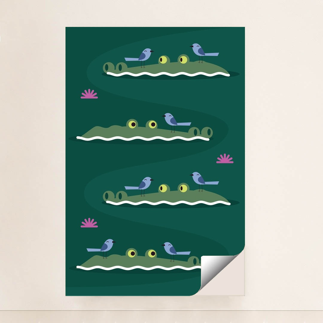 Alligators and Birds in Tranquil Waters by Andania Humaira - Peeliez