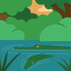 Arturo Portillo - A poster of a crocodile swimming in a river