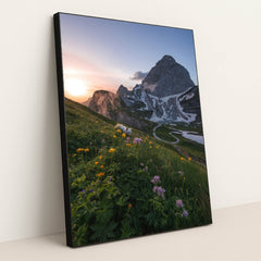 Alpine Meadow at Sunrise by Ales Krivec - Black Frame Stretchiez