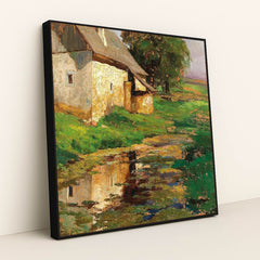 Am Tümpel hinterm Haus by Olga Wisinger-Florian - Black Frame Stretchiez