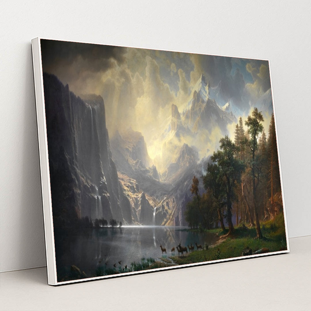 Among the Sierra Nevada, California (1868) by Albert Bierstad - White Frame Stretchiez