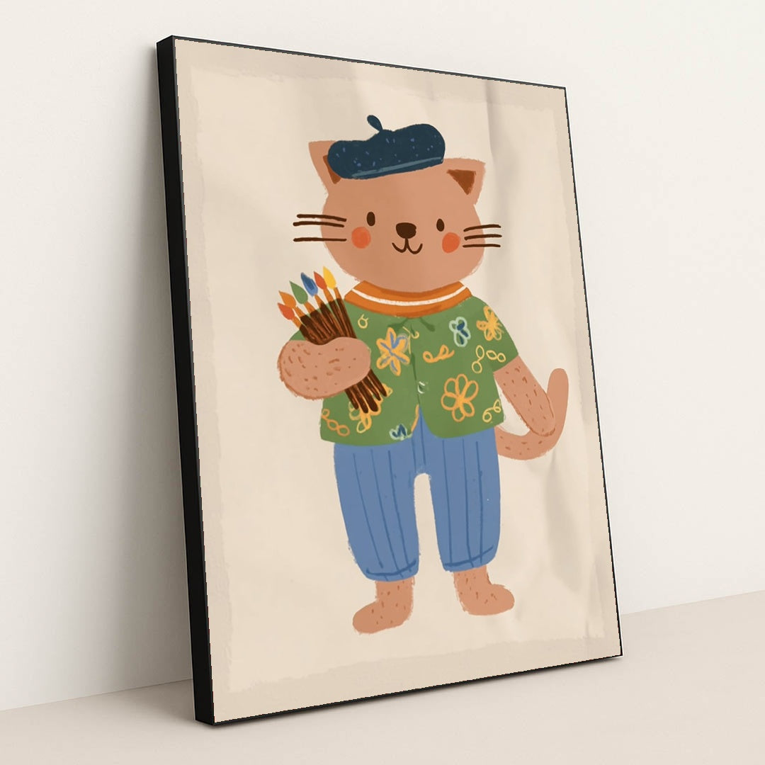 The Feline Fine Artist by Melissa King - Black Frame Stretchiez