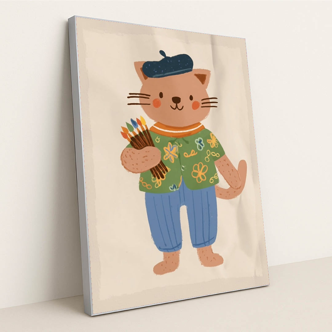The Feline Fine Artist by Melissa King - Silver Frame Stretchiez