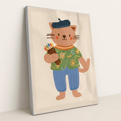The Feline Fine Artist by Melissa King - Silver Frame Stretchiez