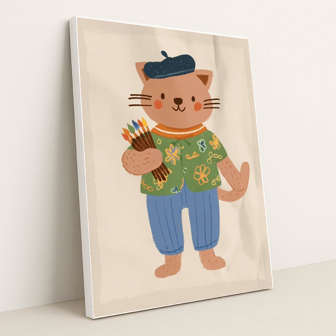 The Feline Fine Artist by Melissa King - White Frame Stretchiez