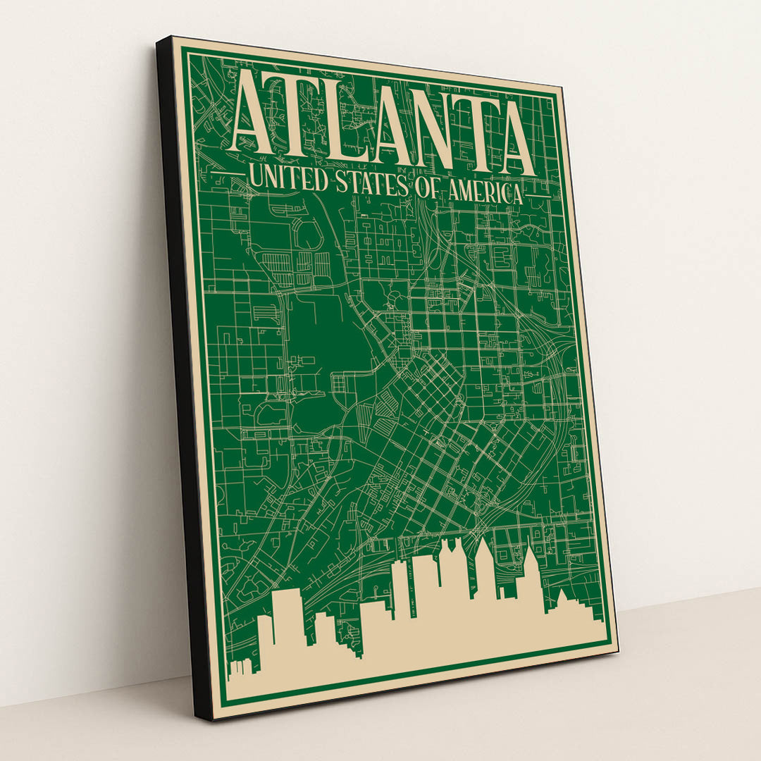 Blueprint of Atlanta's Urban Road Network by Anonymous - Black Frame Stretchiez
