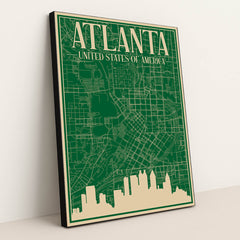 Blueprint of Atlanta's Urban Road Network by Anonymous - Black Frame Stretchiez