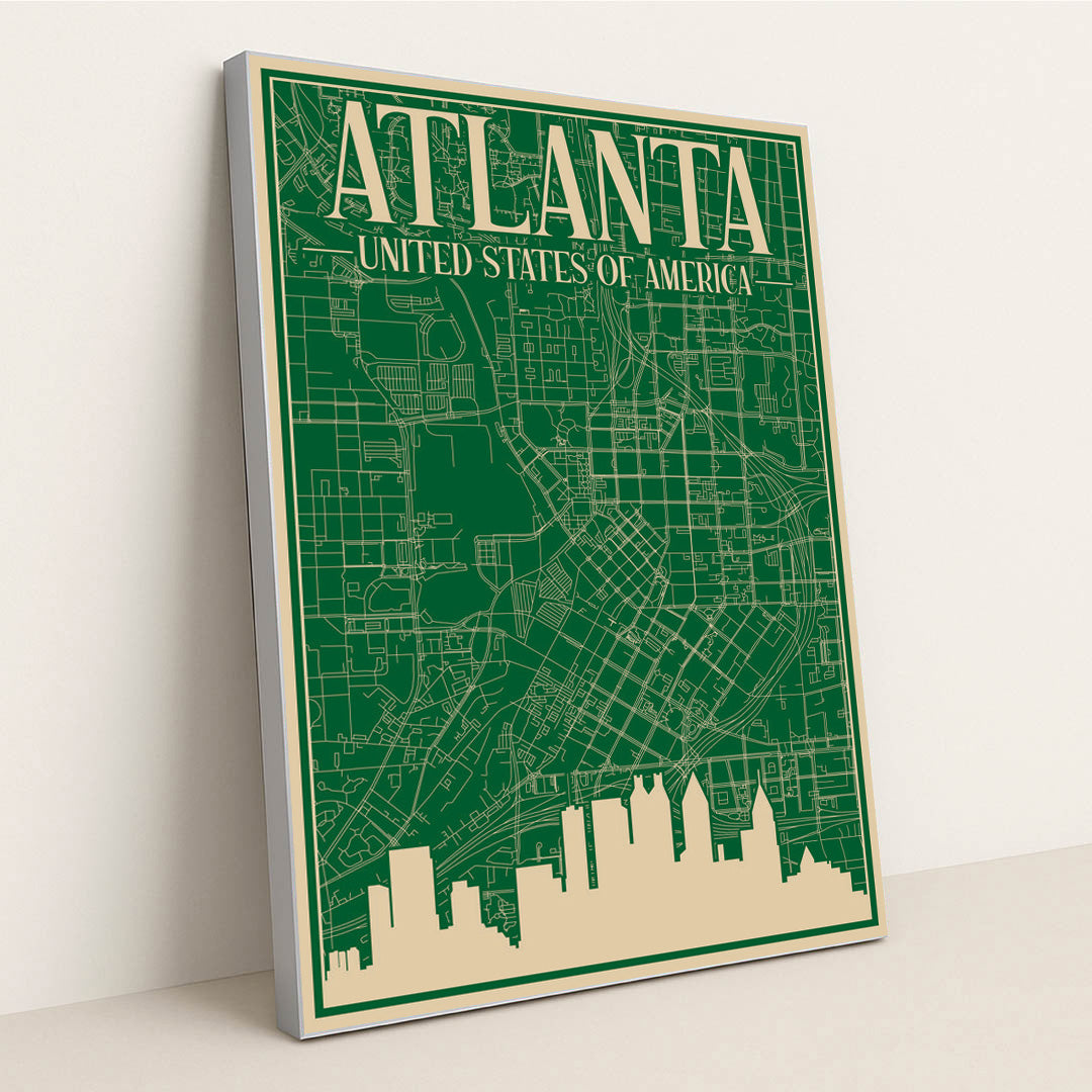 Blueprint of Atlanta's Urban Road Network by Anonymous - Silver Frame Stretchiez