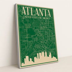 Blueprint of Atlanta's Urban Road Network by Anonymous - Silver Frame Stretchiez
