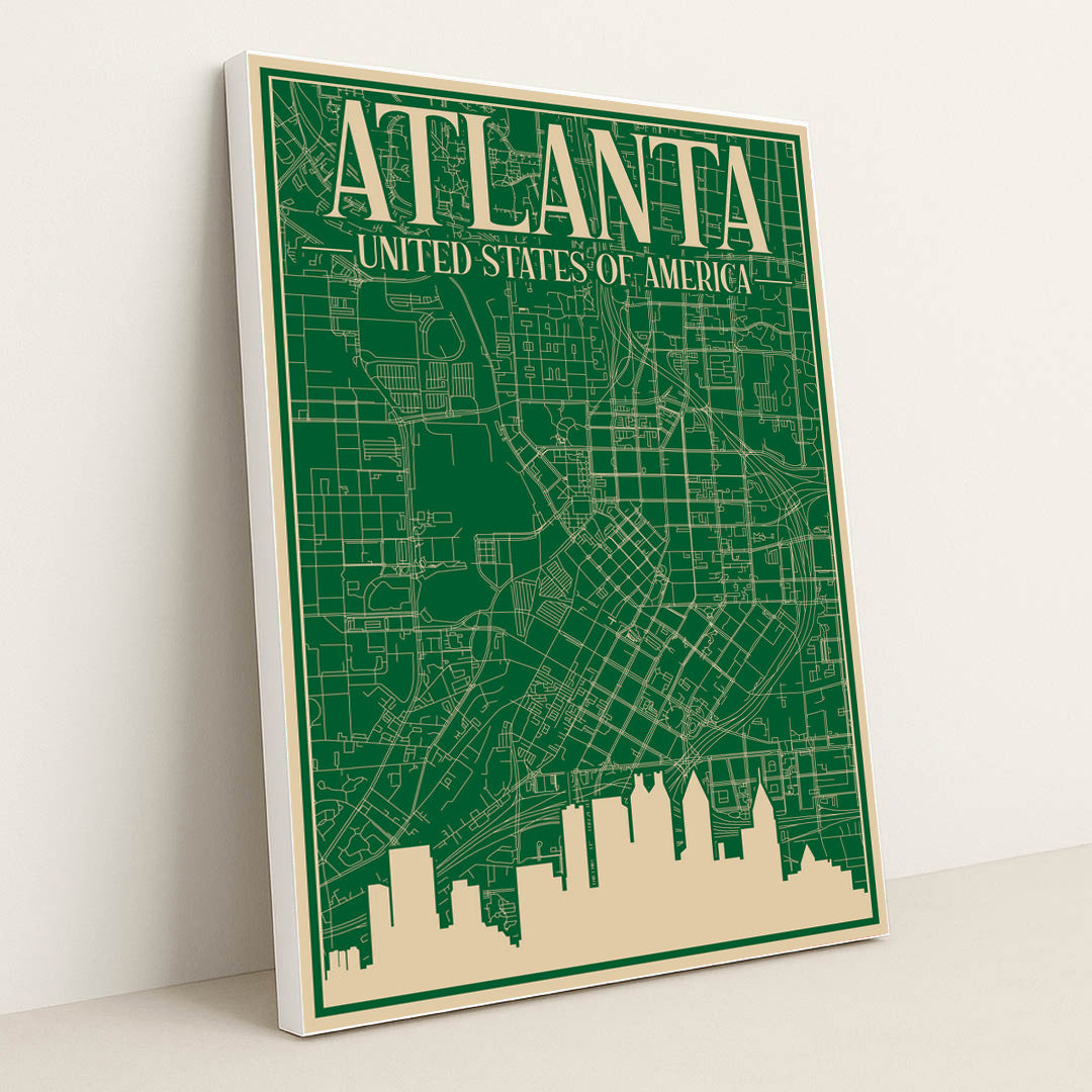 Blueprint of Atlanta's Urban Road Network by Anonymous - White Frame Stretchiez