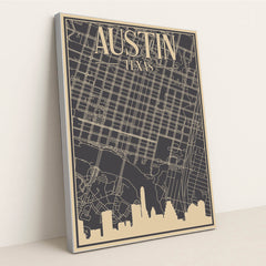 Blueprint of Austin's Urban Road Network by Anonymous - Silver Frame Stretchiez