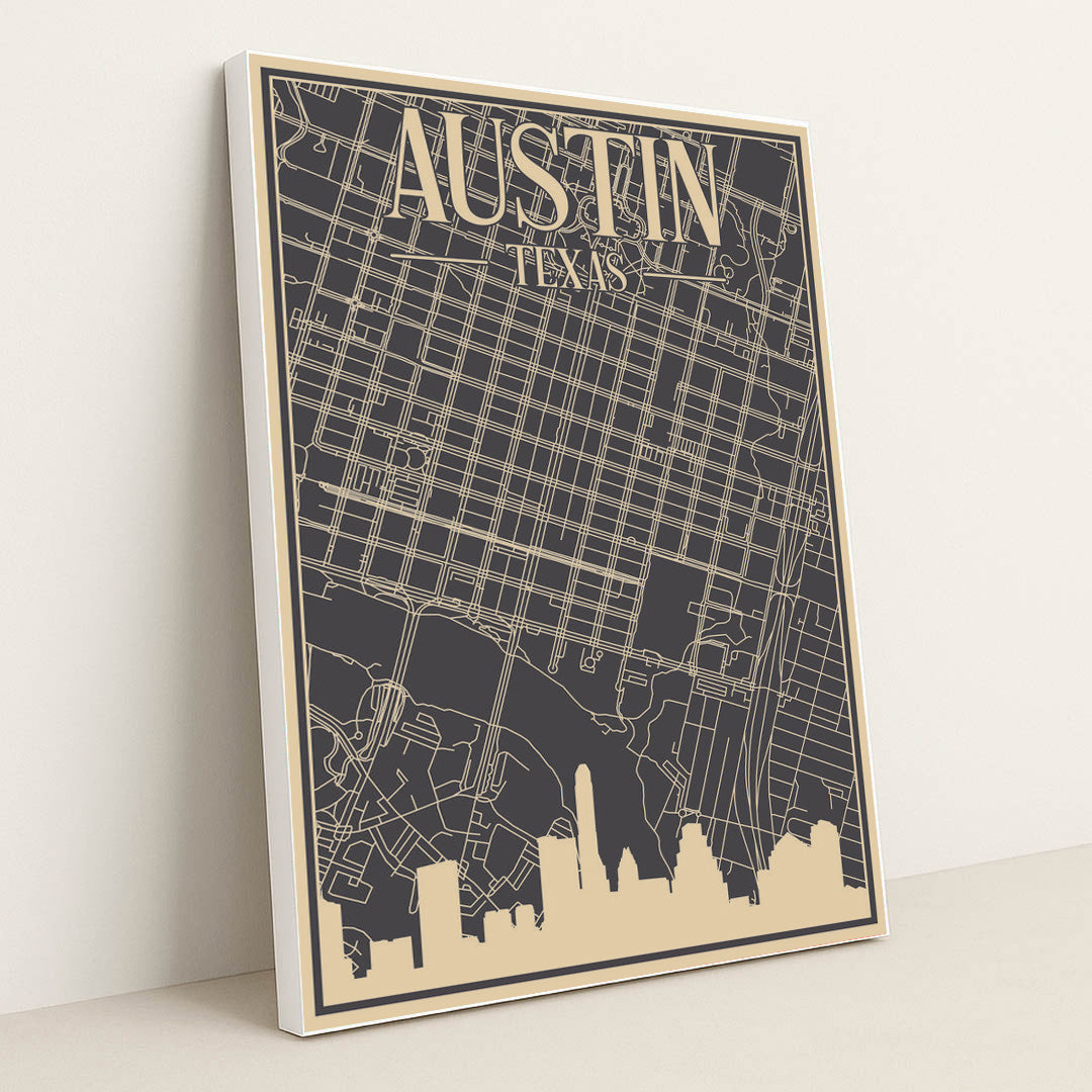 Blueprint of Austin's Urban Road Network by Anonymous - White Frame Stretchiez