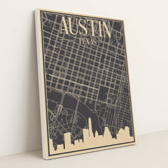 Blueprint of Austin's Urban Road Network by Anonymous - White Frame Stretchiez