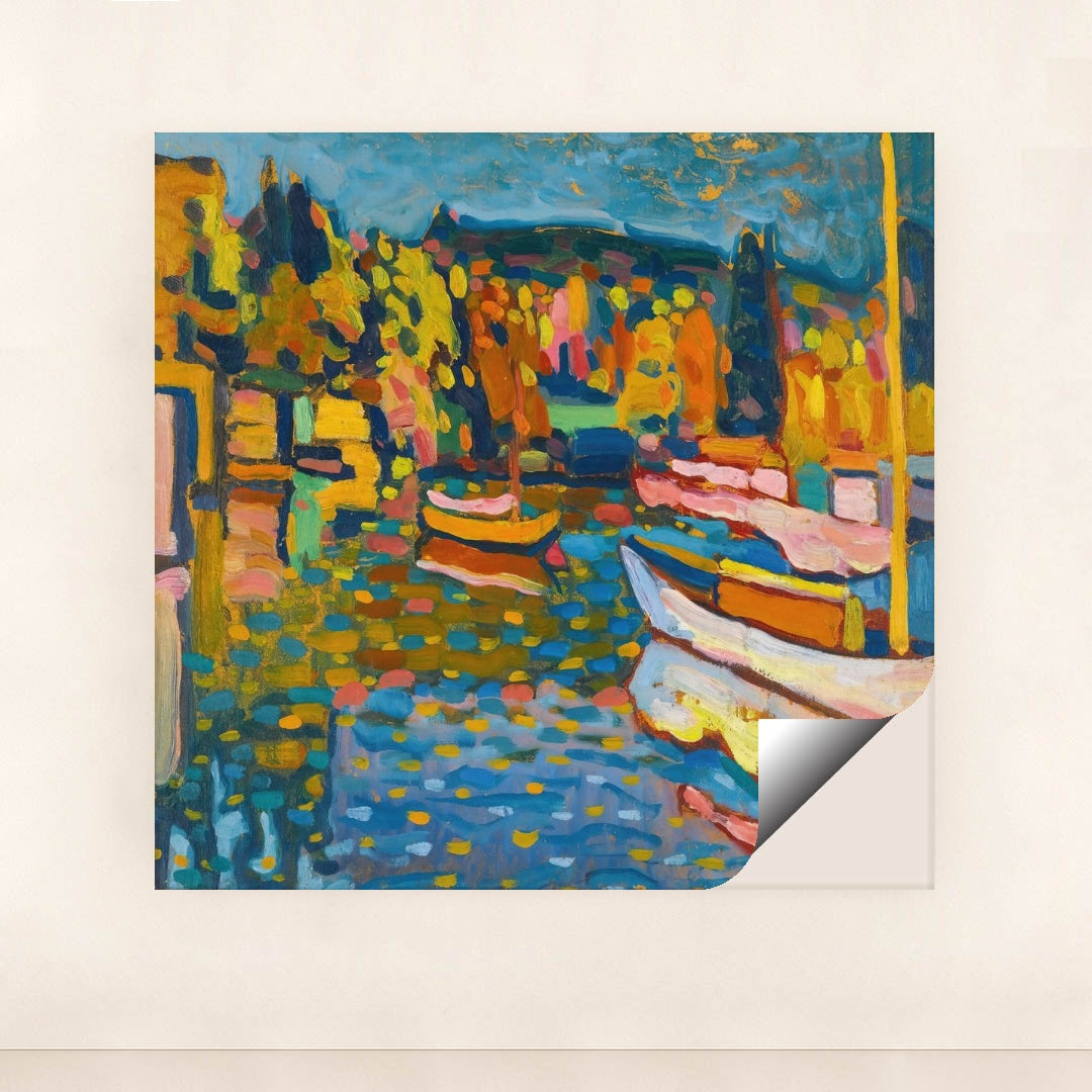 Study For Autumn Landscape With Boats (1908) by Wassily Kandinsky - Peeliez