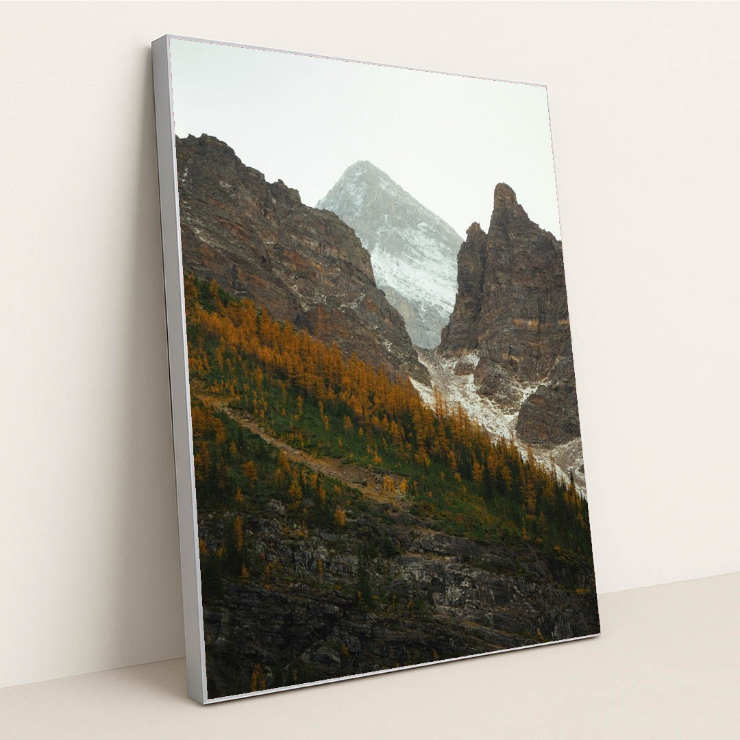 Breathtaking Autumn Mountain Landscape by Luke Miller - Silver Frame Stretchiez