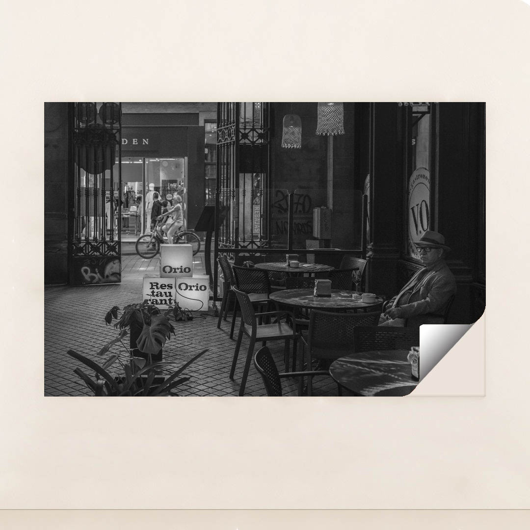 Barcelona Black and White Cafe Scene by TBD Traveller - Peeliez