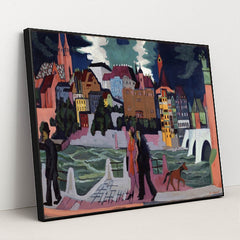 View of Basel and the Rhine (1927–28) by Ernst Ludwig Kirchner - Black Frame Stretchiez