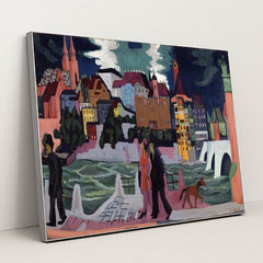 View of Basel and the Rhine (1927–28) by Ernst Ludwig Kirchner - Silver Frame Stretchiez