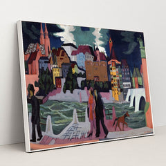 View of Basel and the Rhine (1927–28) by Ernst Ludwig Kirchner - White Frame Stretchiez