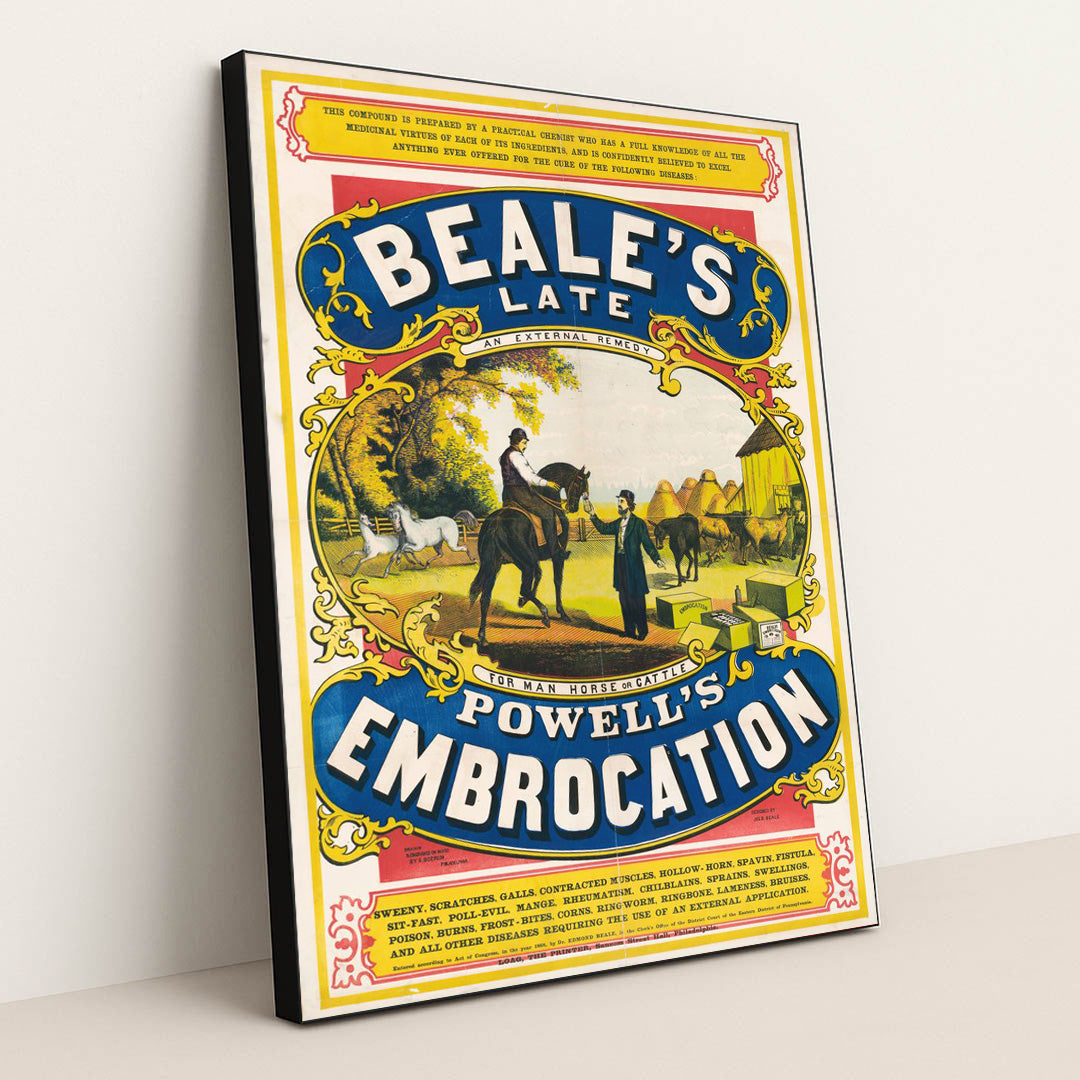 Beale’s late Powell’s embrocation (1868) by Jos. B. Beale - Black Frame Stretchiez