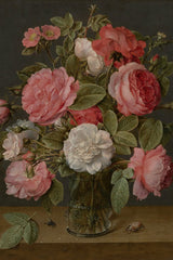 Roses in a Glass Vase by Jacob van Hulsdonck