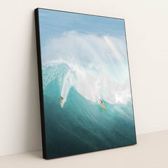 Big Wave Surfing at Waimea Bay by Jess Loiterton - Black Frame Stretchiez