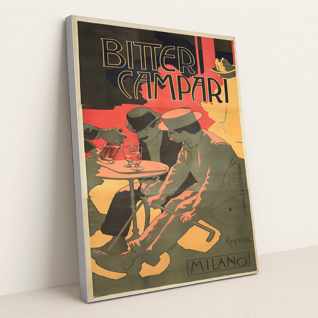 Bitter Campari (1899) by Adolfo Hohenstein - Silver Frame Stretchiez