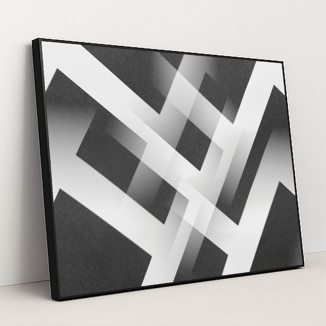 Minimalist Black and White Geometric by Edward Jenner - Black Frame Stretchiez