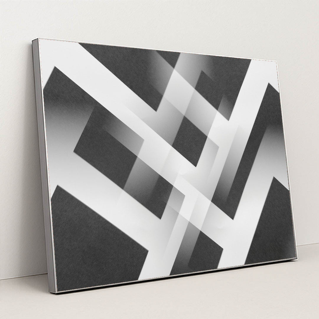 Minimalist Black and White Geometric by Edward Jenner - Silver Frame Stretchiez