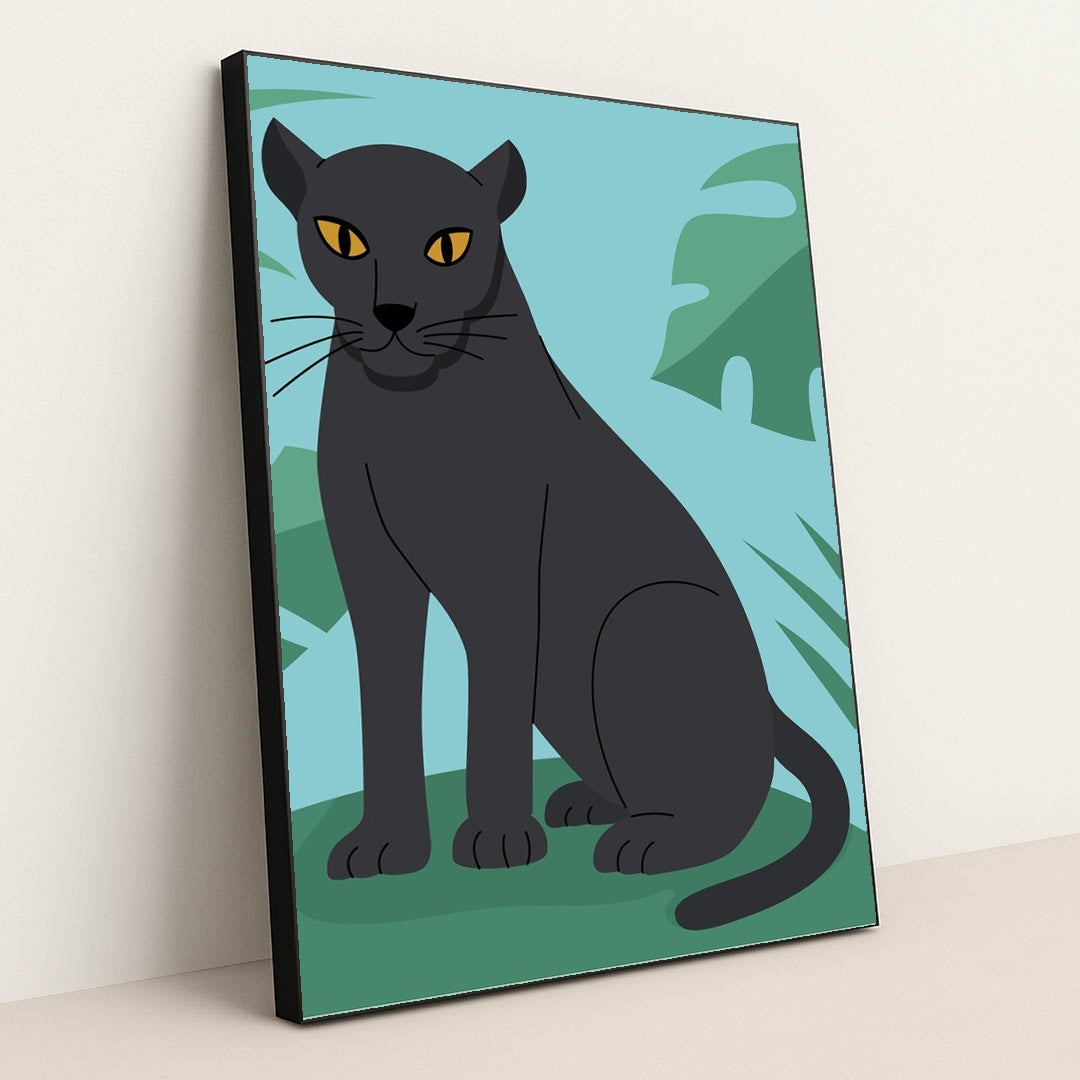 Black Cat on a Lush Green Field by Zulfahmi Al Ridhawi - Black Frame Stretchiez