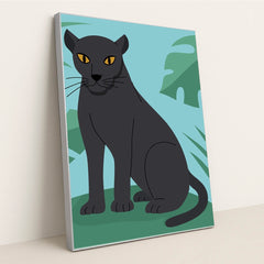 Black Cat on a Lush Green Field by Zulfahmi Al Ridhawi - Silver Frame Stretchiez