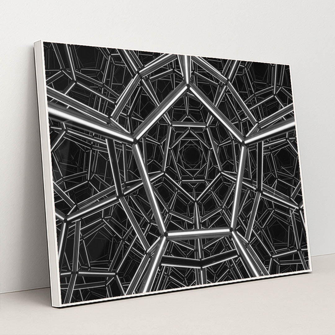 Interlocking Pentagonal Steel Tube Framework Structure by Vladimir Srajber - White Frame Stretchiez