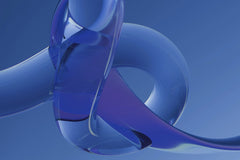 Steve Johnson - A modern abstract 3D rendering of a blue sculpture against a sky backdrop, conveying fluidity and creativity.