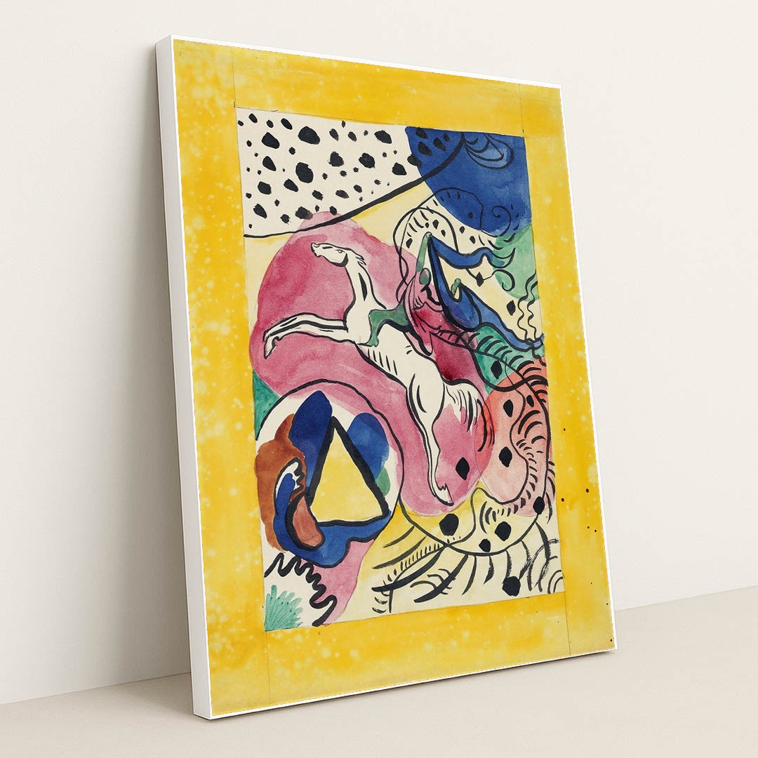 Design for the cover of the almanac ‘The Blue Rider’ (1911) by Wassily Kandinsky - White Frame Stretchiez