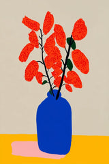Blue Vase, Red Branches by Wall Gusto™