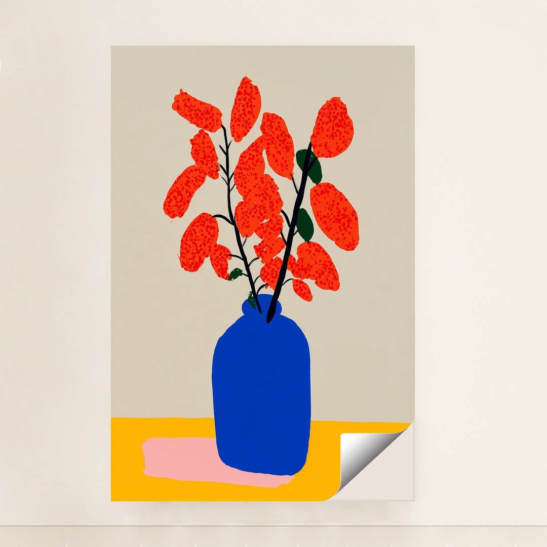 Blue Vase, Red Branches by Wall Gusto™ - Peeliez