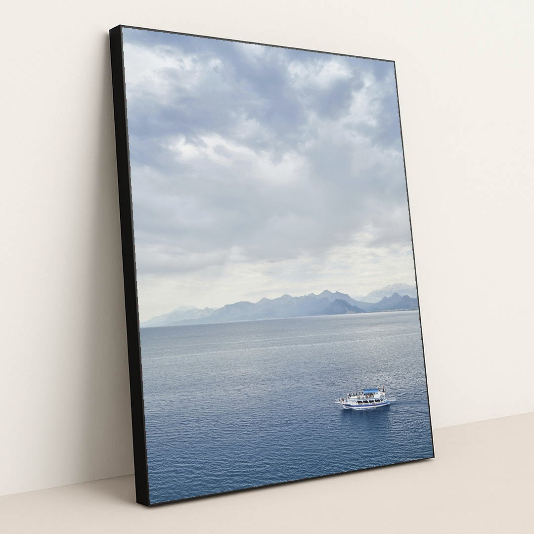 Tranquil Voyage Across the Sea by Engin Akyurt - Black Frame Stretchiez