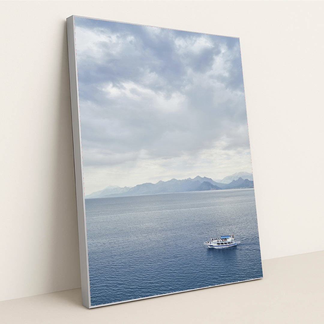 Tranquil Voyage Across the Sea by Engin Akyurt - Silver Frame Stretchiez