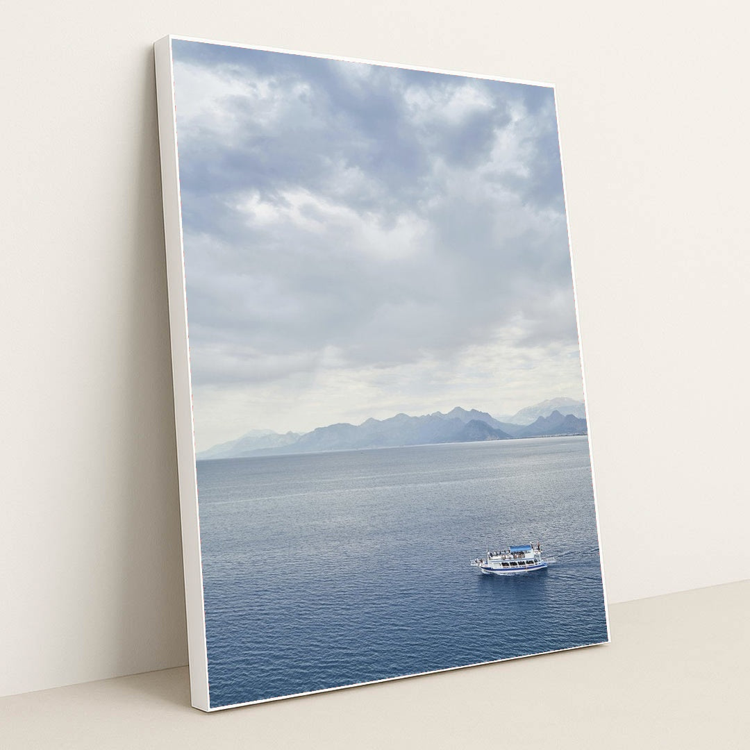 Tranquil Voyage Across the Sea by Engin Akyurt - White Frame Stretchiez