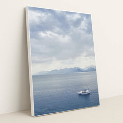 Tranquil Voyage Across the Sea by Engin Akyurt - White Frame Stretchiez