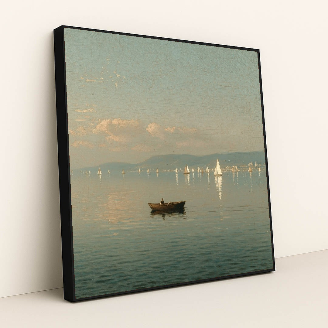 Boats on the Bay by Jade Morgan - Black Frame Stretchiez