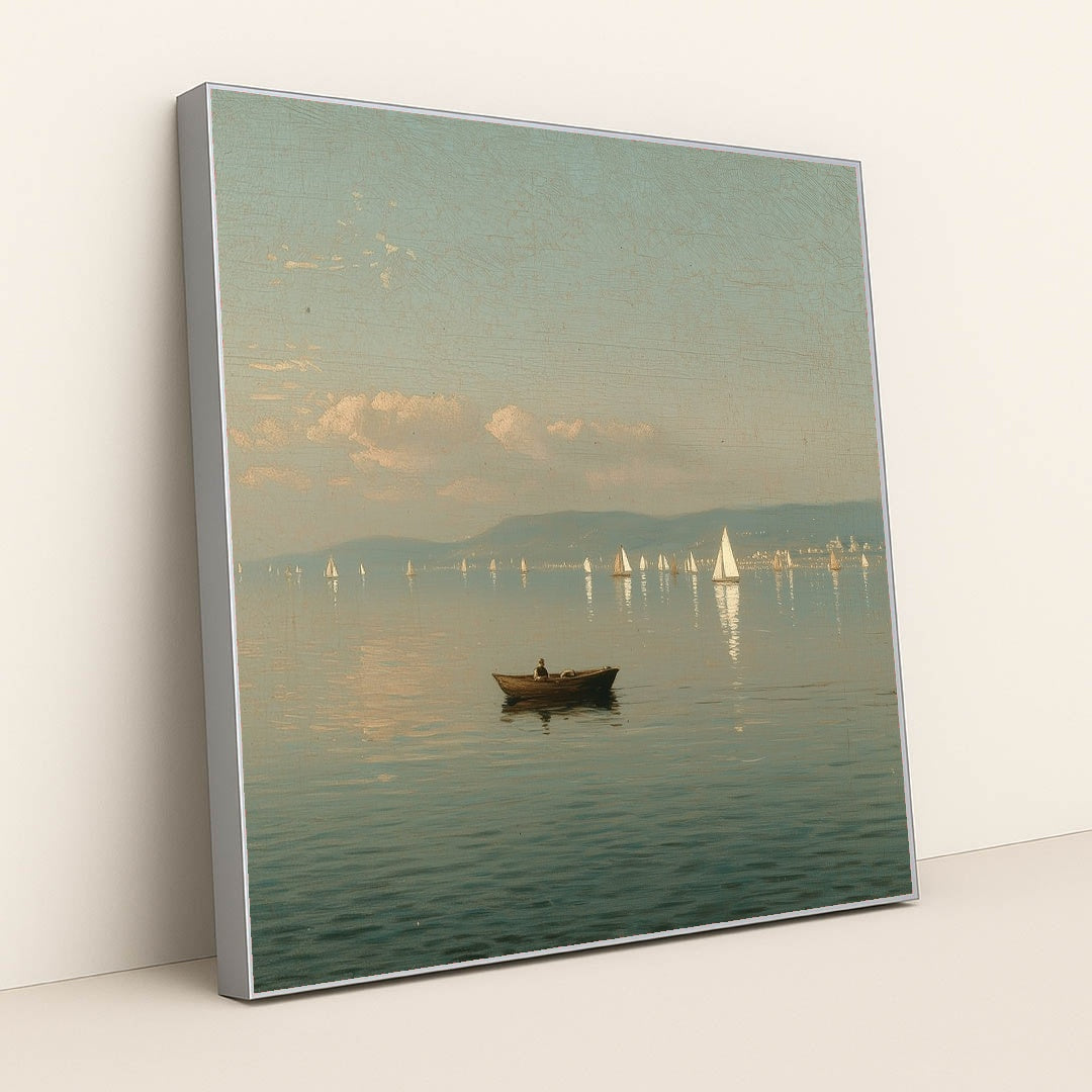 Boats on the Bay by Jade Morgan - Silver Frame Stretchiez