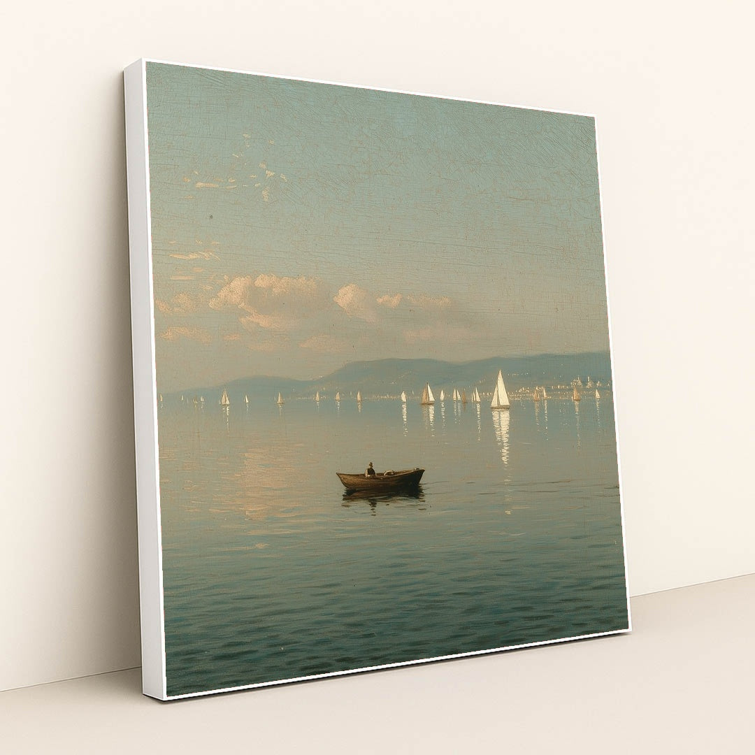 Boats on the Bay by Jade Morgan - White Frame Stretchiez