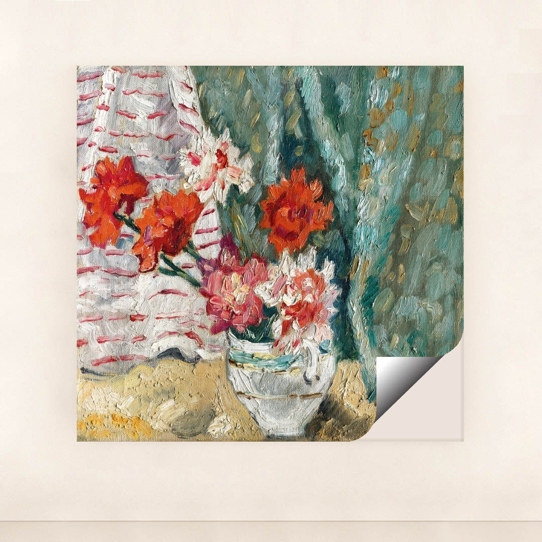 Bouquet devant une tenture verte (circa 1938) by Louis Valtat - Peeliez
