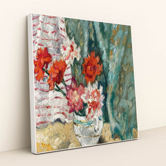 Bouquet devant une tenture verte (circa 1938) by Louis Valtat - White Frame Stretchiez